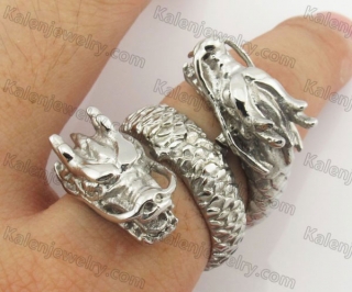 Stainless Steel Double Head Dragon Ring KJR100054