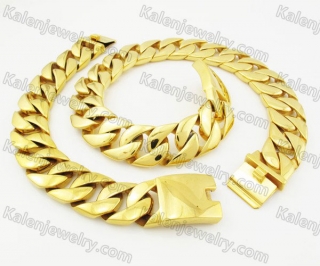 Large Steel Necklace and Bracelet Set KJS550047G