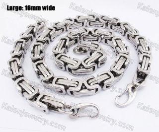 600mm and  250mm long Large Steel Necklace and Bracelet Set KJS550809S