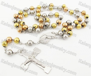 Steel Beads Chain with Cross Necklace KJN750030
