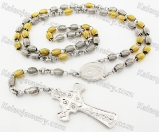 Steel Beads Chain with Cross Necklace KJN750032