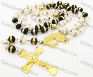 Steel Beads Chain with Cross Necklace KJN750039