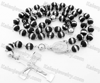 Steel Beads Chain with Cross Necklace KJN750041