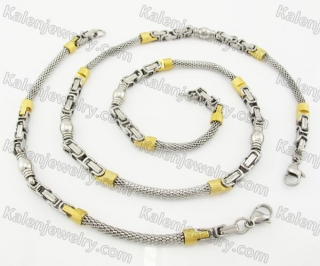 Steel Bracelet and Necklace Set KJS750013