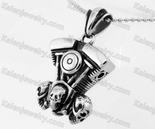 Three Skull Motorcycle Engine Pendant KJP350248