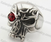 Stainless Steel Red Stone Eyes Skull Ring KJR090366