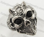 Stainless Steel Black Eyes Skull Ring KJR090369