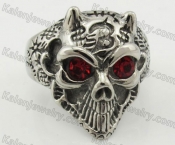Stainless Steel Red Eyes Skull Ring KJR090370