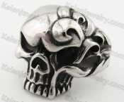 Stainless Steel Black Zircon Eyes Skull Ring KJR090394
