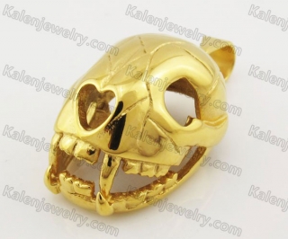 Gold Stainless Steel Skull Pendant KJP780002