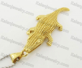Gold Stainless Steel Crocodile Pendant KJP780007