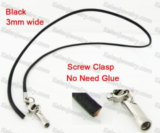 Steel Screw Clasp Leather Chain Necklace KJN790002
