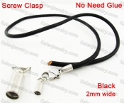 Steel Screw Clasp Leather Chain Necklace KJN790011