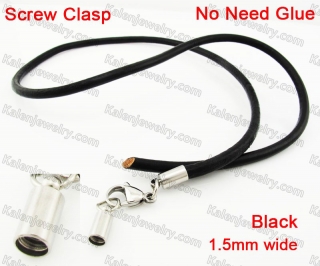 Steel Screw Clasp Leather Chain Necklace KJN790012