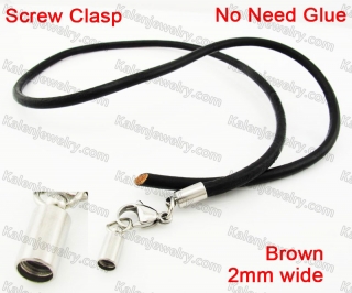 Steel Screw Clasp Leather Chain Necklace KJN790026