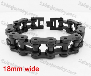 18mm wide Black Steel Bicycle Chain Bracelet KJB360023