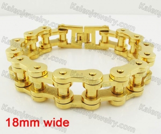18mm wide Gold Plating Steel Bicycle Chain Bracelet KJB360028