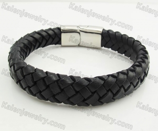 Stainless Steel Leather Bracelet KJB490002-1