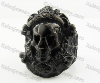 Black Stainless Steel Skull Ring KJR010332