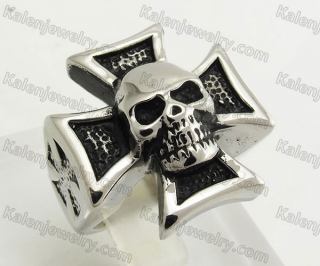 Stainless Steel Nazi Death Head Cross Ring KJR170040