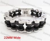 22mm wide Half Black Stainless Steel Bicycle Chain Bracelet KJB360050