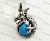Stainless Steel Blue Bead Dragon Pendant KJP570102