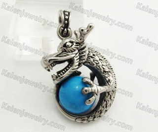 Stainless Steel Blue Bead Dragon Pendant KJP570102
