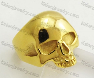 Gold Stainless Steel Skull Ring KJR330191
