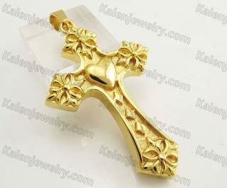 Gold Stainless Steel Cross Pendant KJP051436