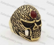 Gold Stainless Steel Skull Ring KJR010371