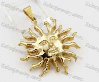 Gold Stainless Steel Sun Pendant KJP051467