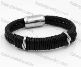 Stainless Steel Leather Bracelet KJB030165