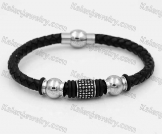 Stainless Steel Leather Bracelet KJB030187