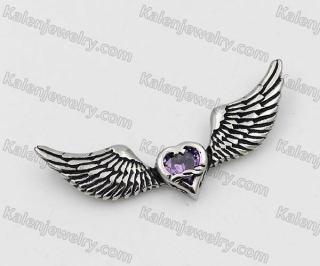 Purple Stone Steel Wings Pendant KJP000012