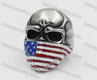 USA Flag Mask Skull Ring KJR350619