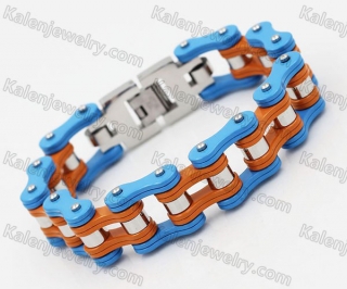 Stainless Steel Blue / Orange Motorcycle Chain Bracelet KJB710130