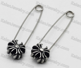 Steel Flower Safety Pins|Earrings KJE69-0234