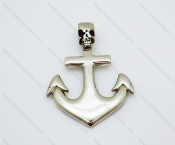 Stainless Steel Silver Anchor Pendants with Skull - KJP010013