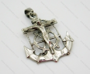 Stainless Steel Silver Anchor Pendants with Jesus Cross - KJP010016