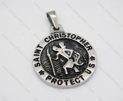 Stainless Steel Round Religious Jewelry Pendants with Letters - KJP010030