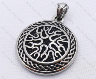 Stainless Steel Flame Pattern Round Pendant KJP170009