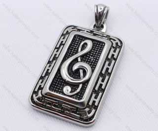 Stainless Steel Musical Note Pattern Square Pendant