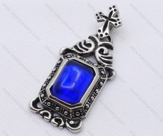 Stainless Steel Blue Stone Square Pendant KJP170024