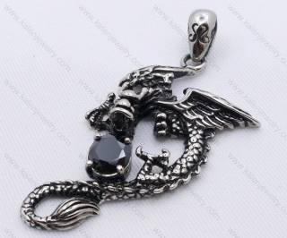 Stainless Steel Black Zircon Dragon Pendant KJP170032