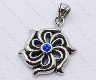 Stainless Steel Blue Zircon Flower Pendant KJP170038