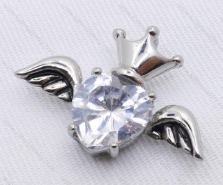 Stainless Steel White Light Zircon Cupid Pendant KJP170045