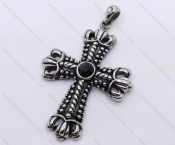 Stainless Steel Vintage Black Zircon Cross Pendant KJP170074