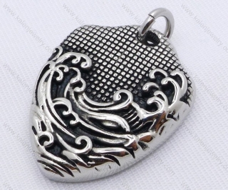 Stainless Steel Waves Pattern Shield Pendant KJP170090