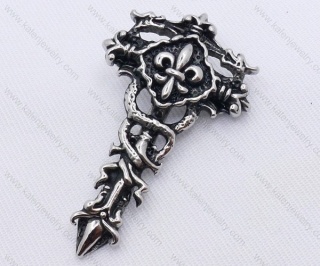 Stainless Steel Two Dragon Cross Pendant KJP170097