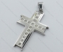 Burnished Silver Finish Stainless Steel Cross Pendants with Clear Zircons - KJP050428<b style='color:red'> (Unavailable Item, Please remove it)</b>